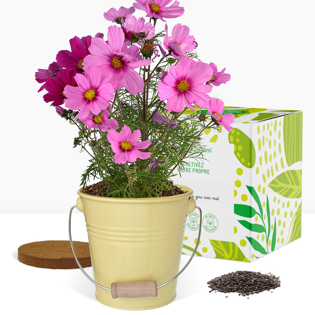 Cadeau Kit jardinage, trio de fleurs, coquelicots, tournesols, cosmos