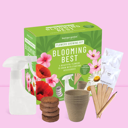 Contenu : Contenu du kit fleurs à faire pousser : 4 pots, substrat, graines et accessoires.